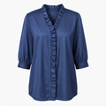 Women's Ruffle V-Neck Long Sleeve Blouse – Relaxed Fit Top