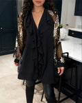 Women's Elegant Ruffle-V-Neck Blouse for a Sophisticated Look