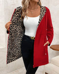 Women's Print Reversible Hooded Coat - Dual-Faced Style for Everyday