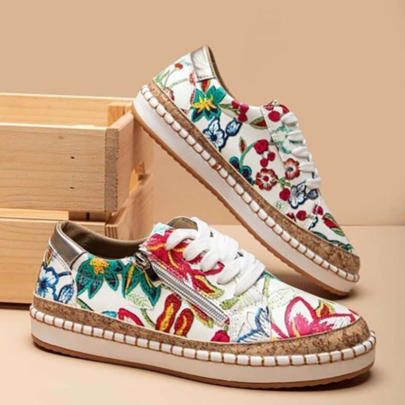 Oluchi™ Floral Orthopedic Zipper Sneakers for All-Day Comfort