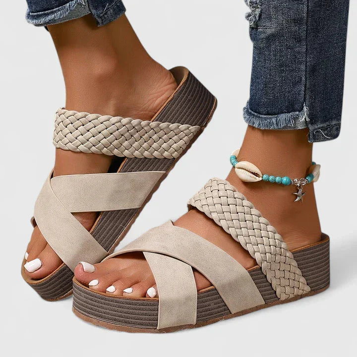 Delaney Braided Cross-Strap Sandals