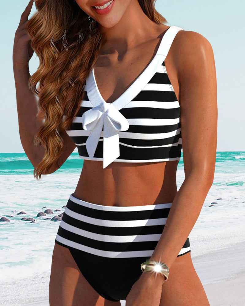 Muse® | Gestreifter Bikini mit hohem Bund