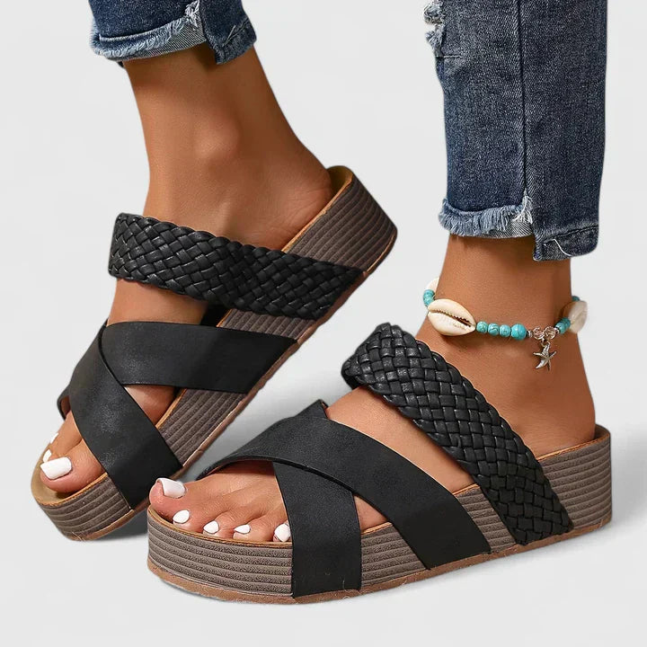 Delaney Braided Cross-Strap Sandals