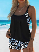 Isabella Tankini-Set mit blauem Blumenmuster – elegantes zweiteiliges Strand-Badeoutfit