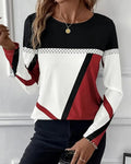 Women's Stylish Casual Printed Round-Neck Long-Sleeve T-Shirt