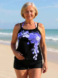 Women's Avery Floral Criss-Cross Halter Tankini Set – Flattering Fit