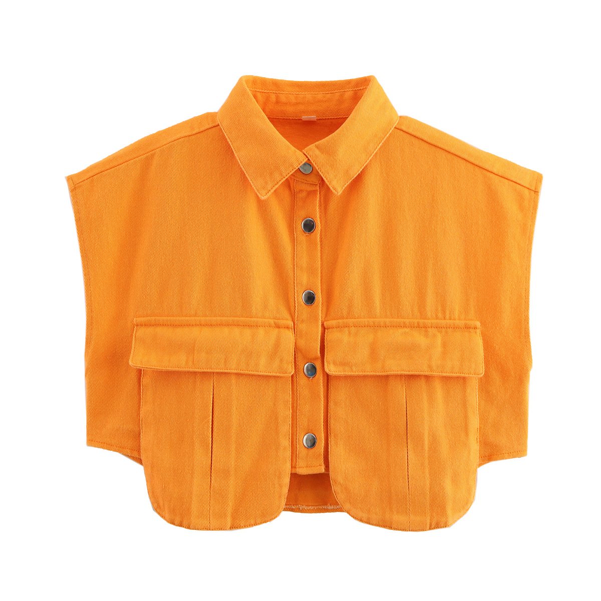 Lira Denim Pocket Vest with Turn-Down Collar