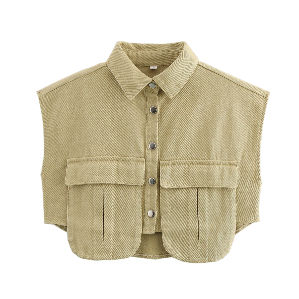 Lira Denim Pocket Vest with Turn-Down Collar