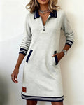 Women's Effortless Chic: Long-Sleeve Cotton Dress