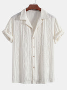 Bold Geometric Jacquard Cuban Shirt - Modern Pattern, Effortless Style