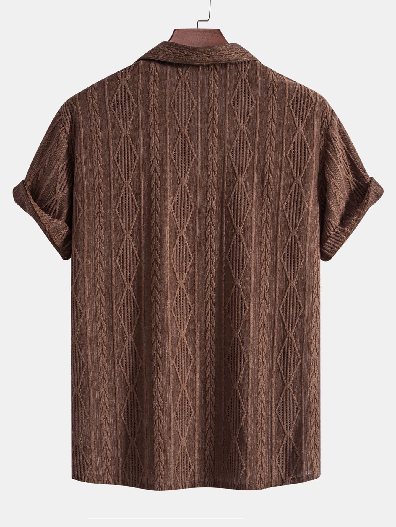 Bold Geometric Jacquard Cuban Shirt - Modern Pattern, Effortless Style