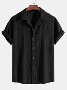 Bold Geometric Jacquard Cuban Shirt - Modern Pattern, Effortless Style