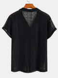 Men's Geometric Textured Cuban Shirt
