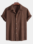 Bold Geometric Jacquard Cuban Shirt - Modern Pattern, Effortless Style