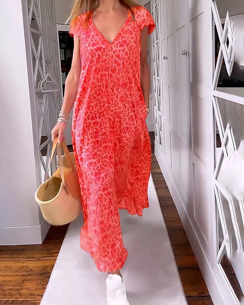 Women's Glaiza V-Neck Maxi Dress - Elegant, Flattering Floor-Length