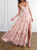 Women's Maxi Flared Dress with Floral Ruffles for an Elegant Style