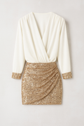 Women's Set with wrap blouse and sequined mini skirt